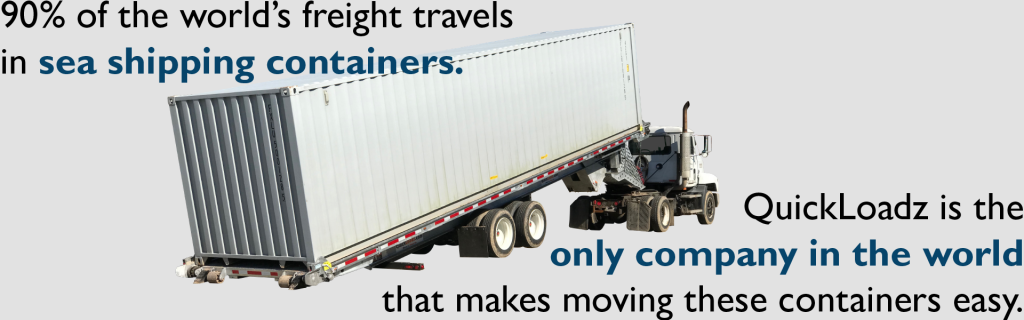 90% of the world's freight travels in sea shipping containers. QuickLoadz is the only company in the world that makes moving these containers easy.