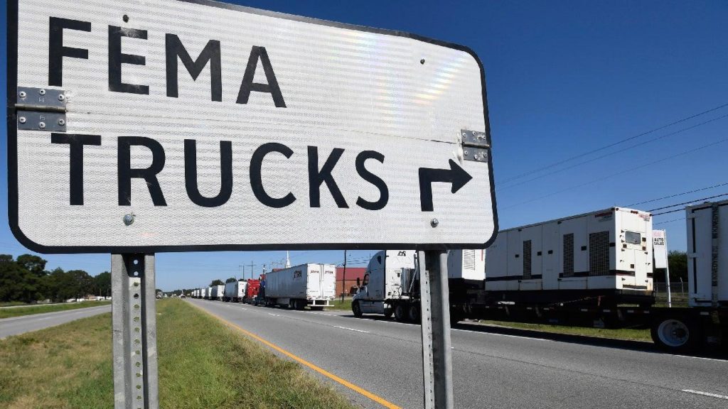 Line of FEMA Trucks Backed Up