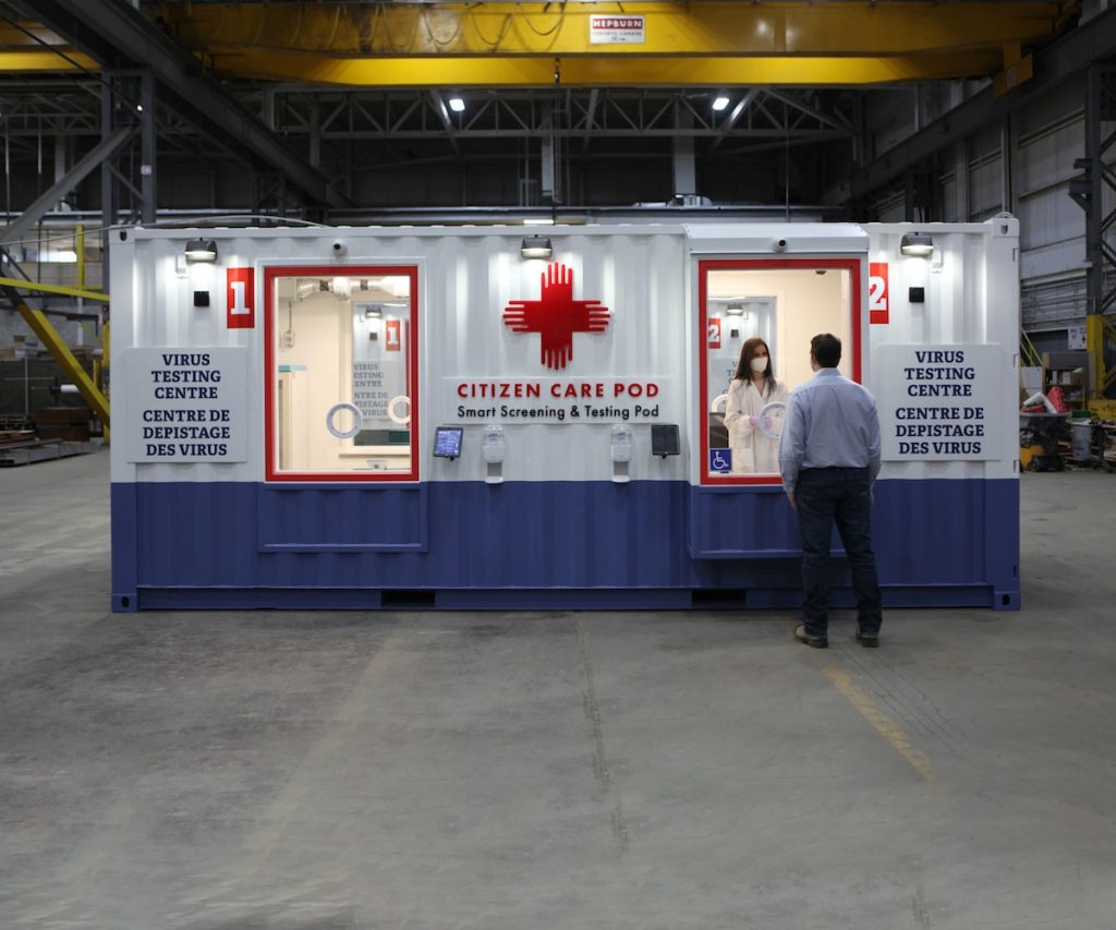 Shipping container virus testing center