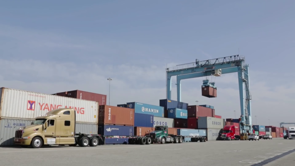Big container crane at port